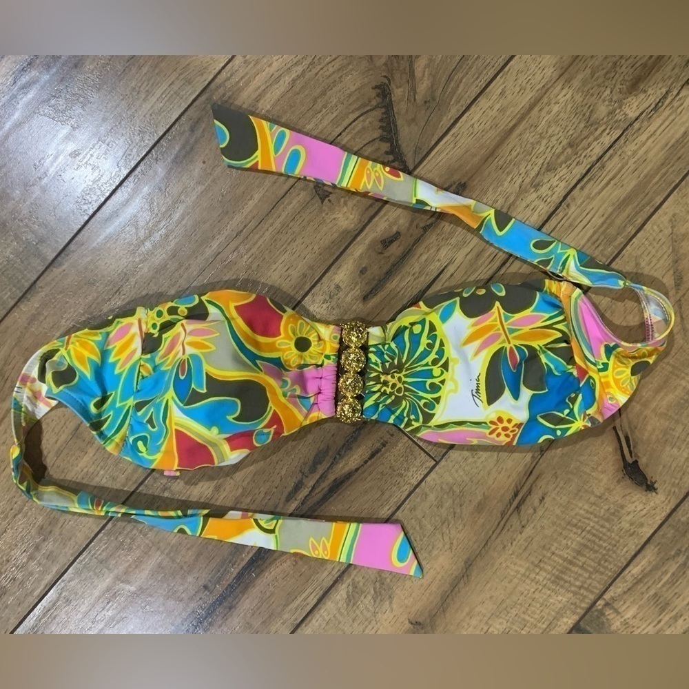 Trina Turk Swim Bikini Top with Gold hardware multicolor Size 4